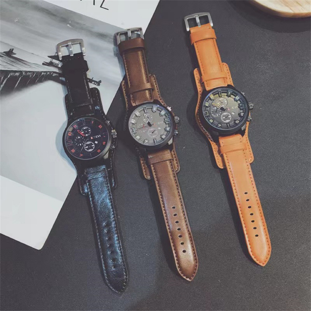Retro Luxury Men Quartz Watch  - Leather Watch Band Men ulasan dan harga