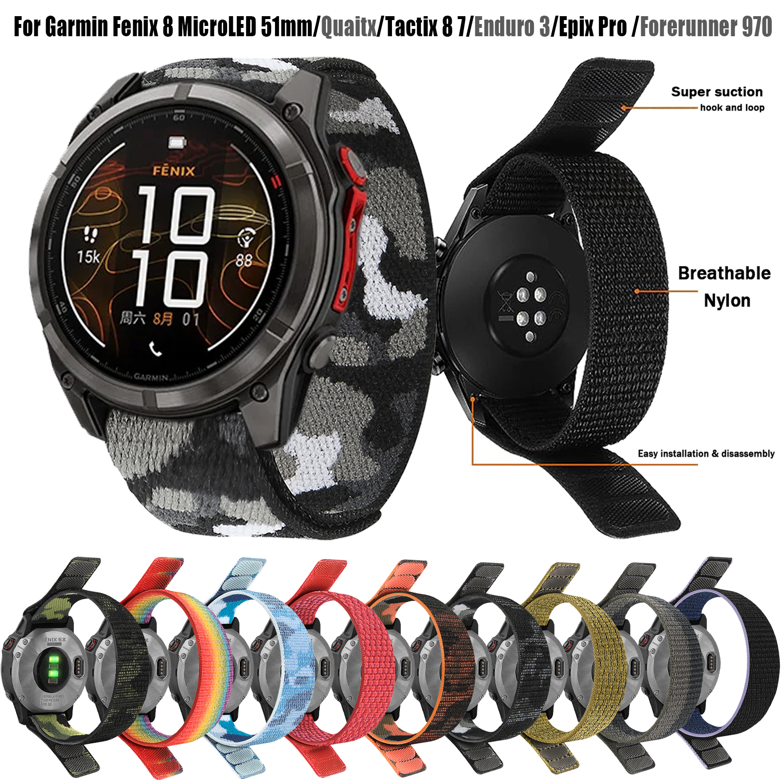 22mm 26mm Nylon QuickFit Strap - Sport Loop Velcro ulasan dan harga