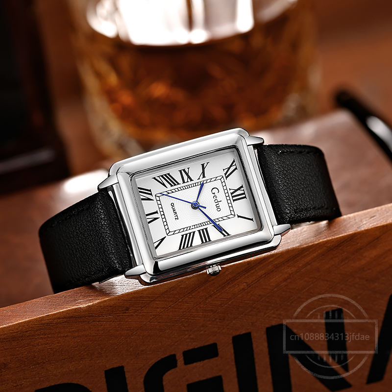 New Fashion Designer Rectangle - Leather Watch Band Men ulasan dan harga