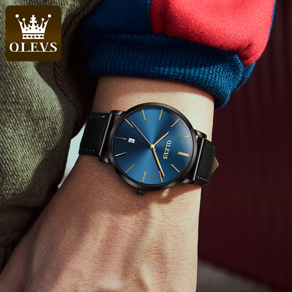 Original OLEVS Quartz Watch fo - Leather Watch Band Men ulasan dan harga
