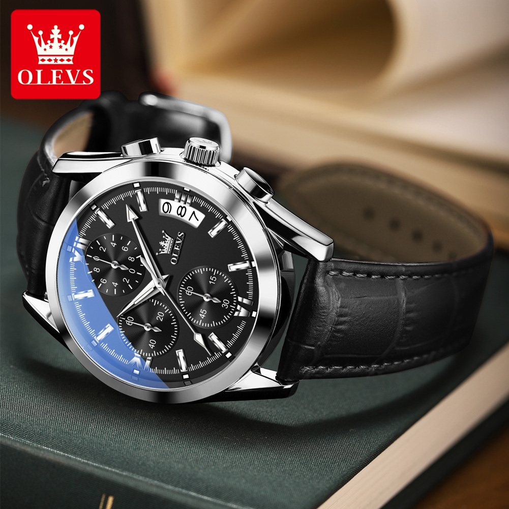 OLEVS Top Brand Luxury Men Wat - Leather Watch Band Men ulasan dan harga